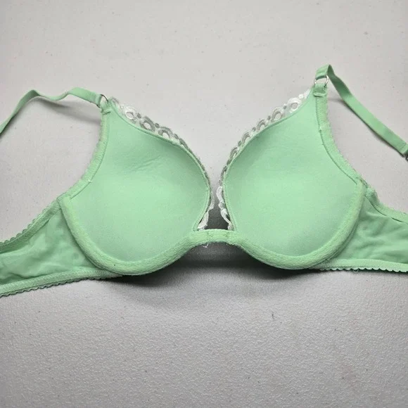 Victoria's Secret Women Bra 32B Green Floral Push Up Pigeonnant Underwired Lace - Picture 11 of 15
